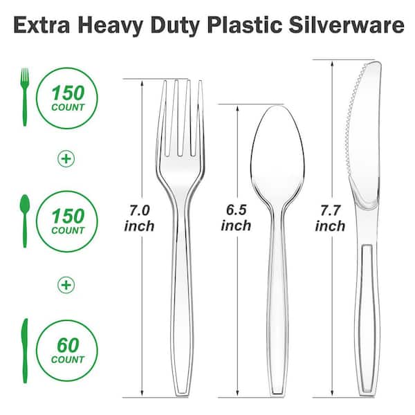 Disposable Plastic Utensils Set with BPA-Free, Heat Resistant for Parties, Catering, Events and Home, Clear (360-Pack)