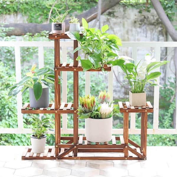 AESOME 6 Tiered Plant Stand 37.8 in. Tall, Wood Large Flower Pot