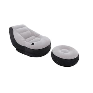 Twin Size Inflatable Chair with Ottoman in Black and Grey