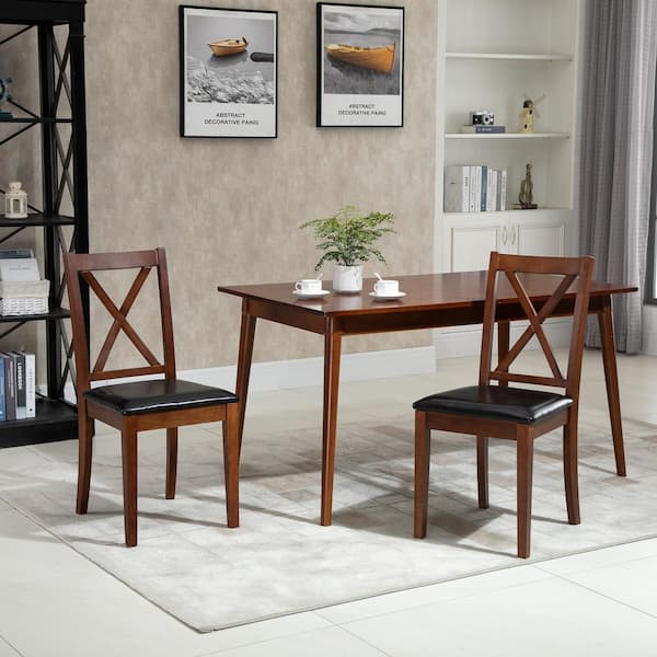 Homcom Brown High Back Dining Chairs, Leather Seats Dining Chairs