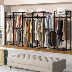 Carmalita Brown and Black Wood and Steel Clothes Rack Freestanding Garment Rack for Bedroom