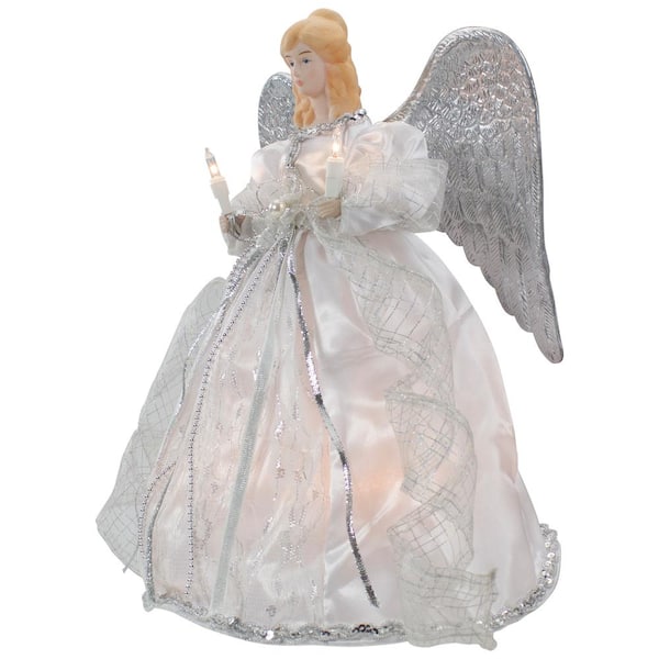 Northlight 12 in. Lighted White and Silver Angel with Wings