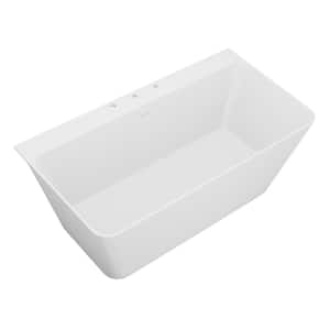 VAULT 59 in. Acrylic Flatbottom Freestanding Bathtub in White with Pre-Drilled Deck Mount