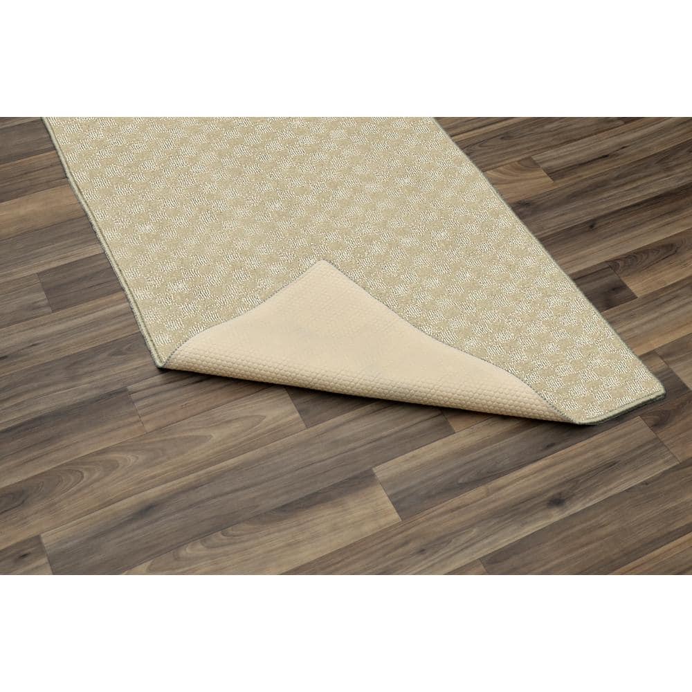 Tan Tufted Medallion Synthetic Runner Rug, 2' x 12'
