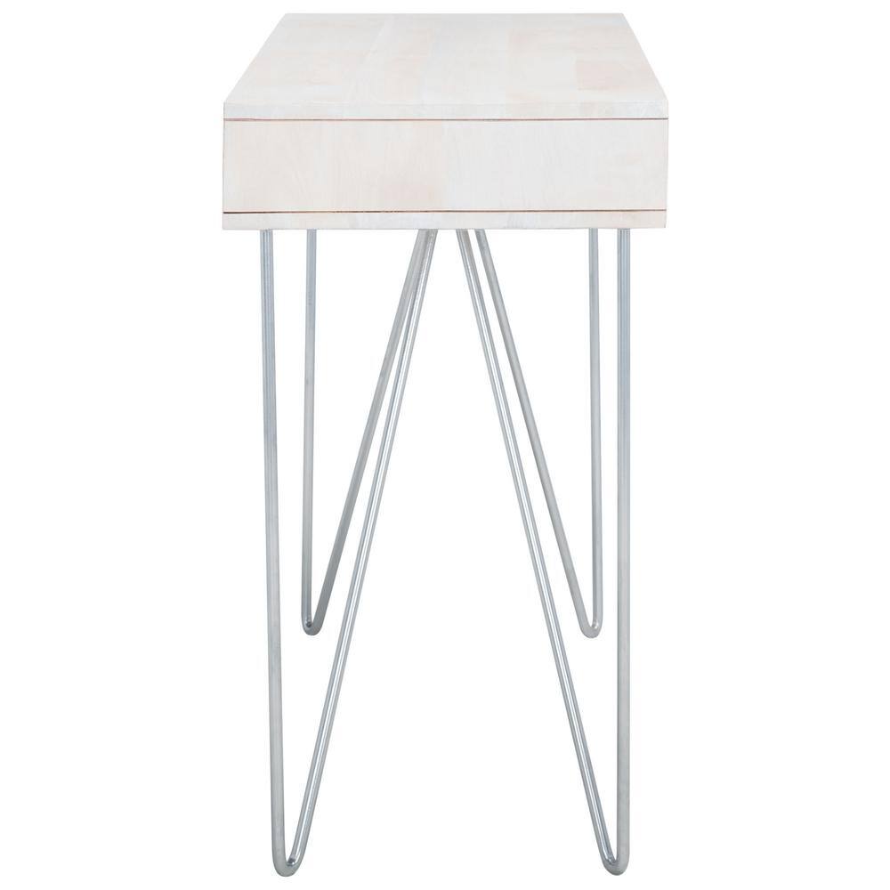 White Wood Writing Desk with Drawer and Hairpin Legs