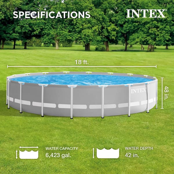 Prism Frame 18 ft. Round 4 ft. D Metal Frame Above Ground Pool Set with Type A Replacement Filters (6-Pack)