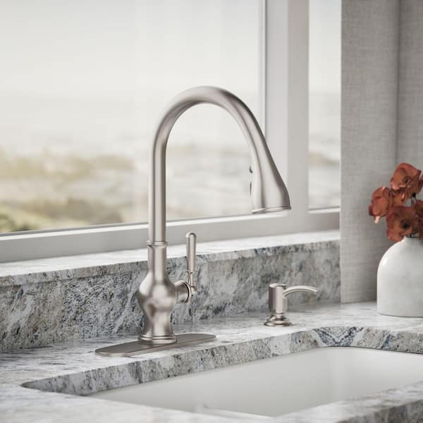 Capilano Single-Handle Pull-Down Sprayer Kitchen Faucet with Boost Technology in Vibrant Stainless