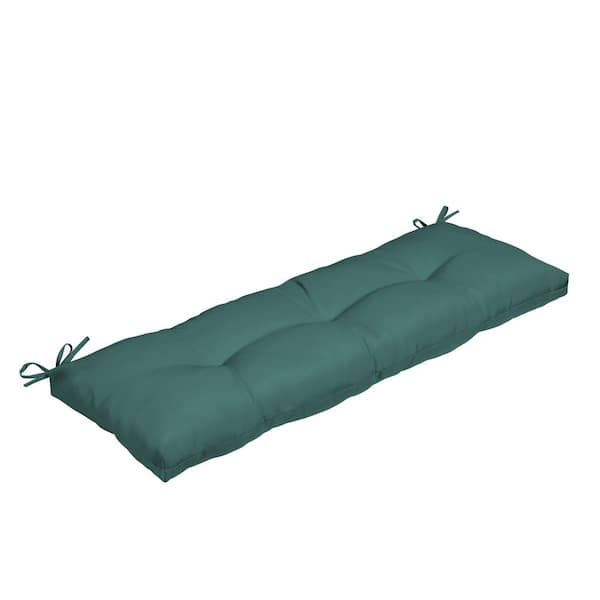 ARDEN Rectangle Outdoor Plush Modern Tufted Bench Cushion, Blue Green Texture