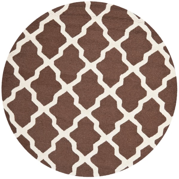 SAFAVIEH Cambridge Dark Brown/Ivory 4 ft. x 4 ft. Round Geometric Area Rug