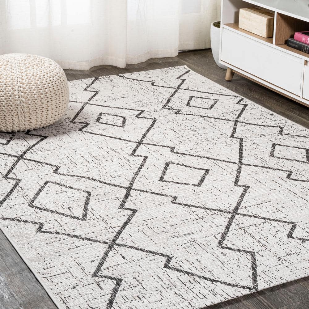Handmade Black Diamond Trellis Synthetic 5' x 8' Area Rug