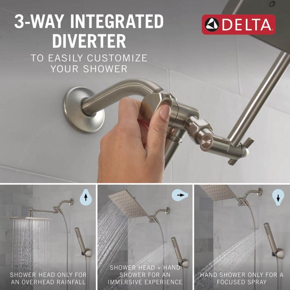 10-inch Spotshield Brushed Nickel Raincan Shower Head Combo