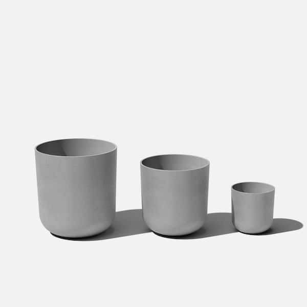 Veradek Mason Series Kona Round Gray Plastic Planter Bundle (10 in., 15 in., 20 in. )