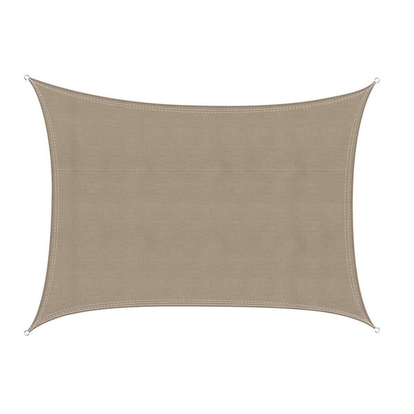 10'x16.5' Khaki Waterproof Sun Shade Sail Canopy with UV Blockage for Patio Garden Carport