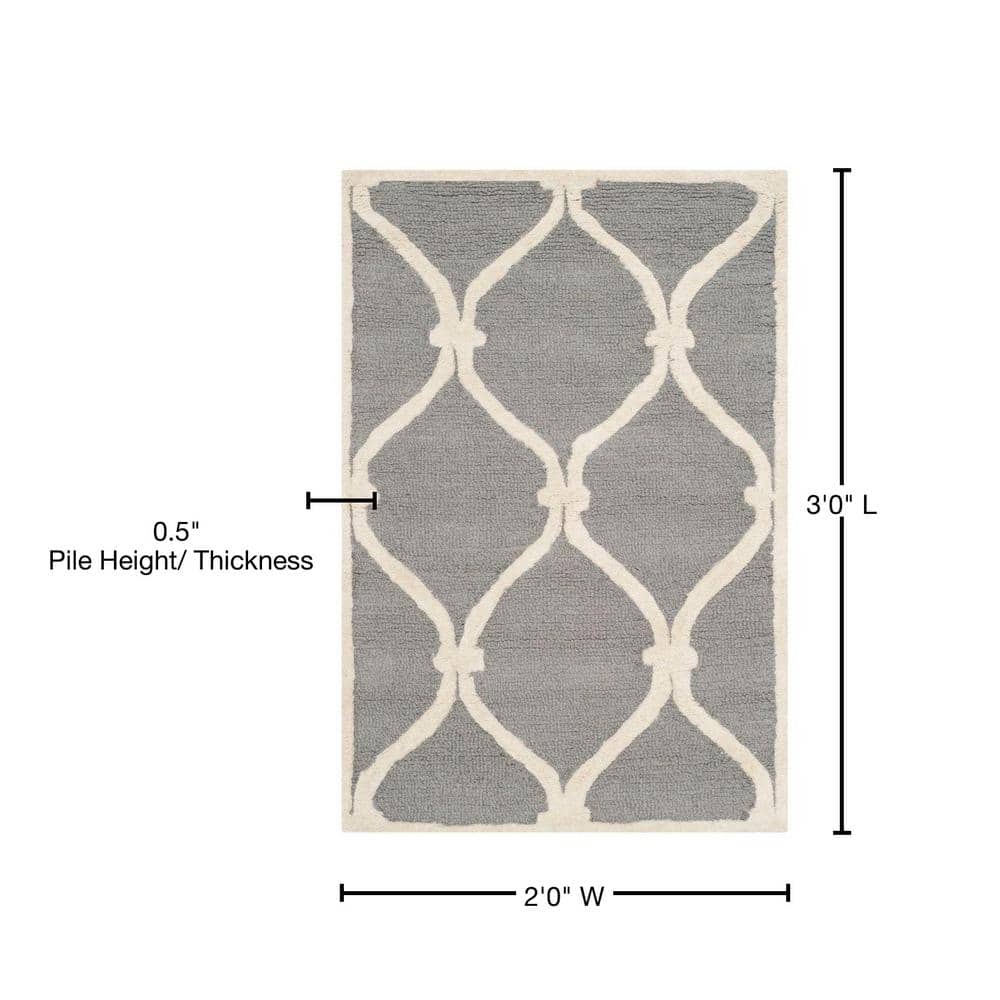 Cambridge Dark Grey/Ivory Geometric Wool 2' x 3' Area Rug