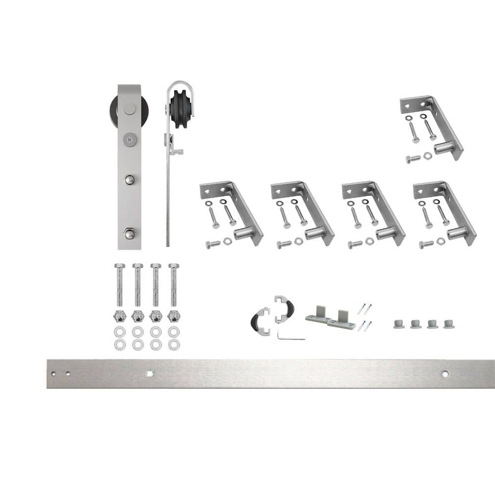 6 ft. /72 in. Brushed Nickel Ceiling Mount Non-Bypass Sliding Barn Door Track and Hardware Kit for Single Door price history on PriceWatchPro