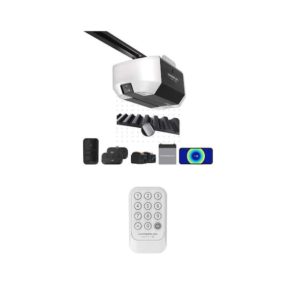 1 HP Smart Belt Drive Garage Door Opener with Camera and Chamberlain Wireless Keypad