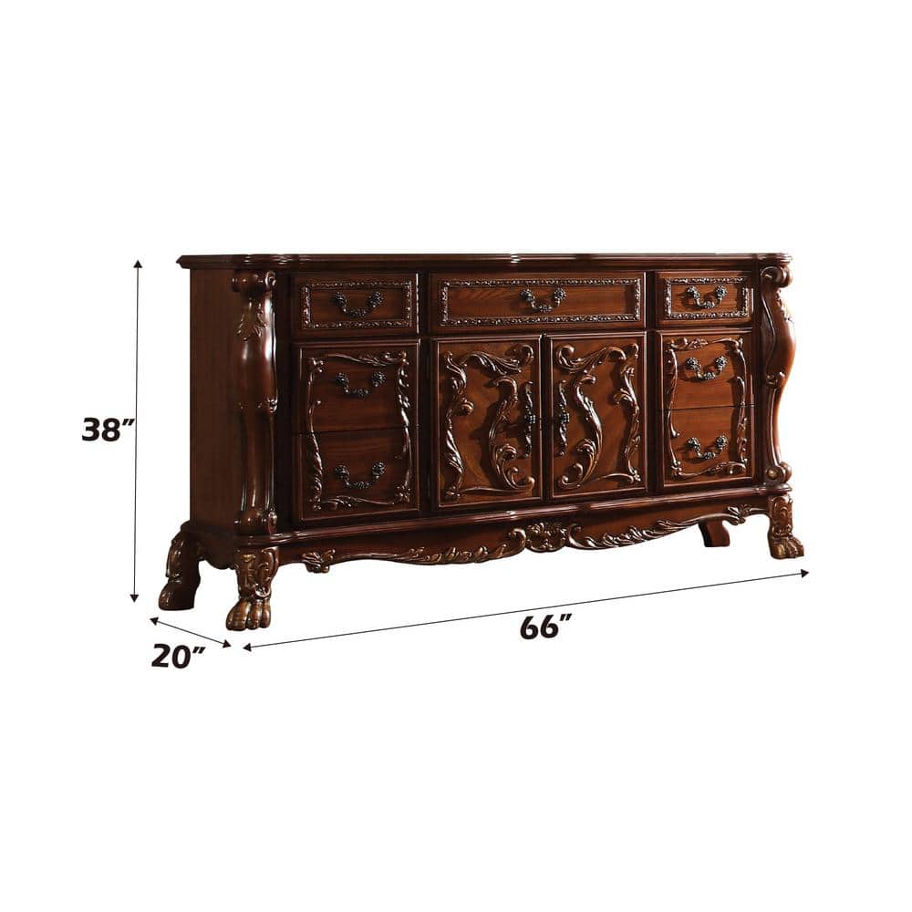 Cherry Oak 7-Drawer Dresser with Felt-Lined Drawers
