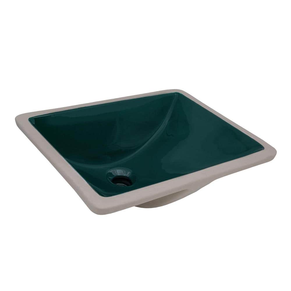 Emerald Green Rectangular Ceramic Undermount Bathroom Sink