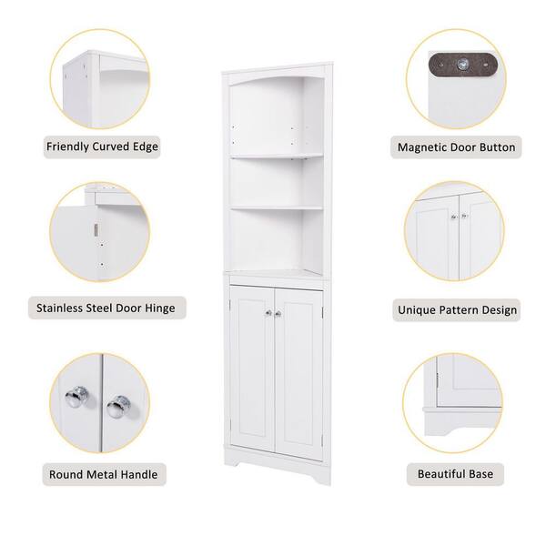 Dropship Tall Bathroom Storage Cabinet, Corner Cabinet With Doors And  Adjustable Shelf, MDF Board With Painted Finish, White to Sell Online at a  Lower Price