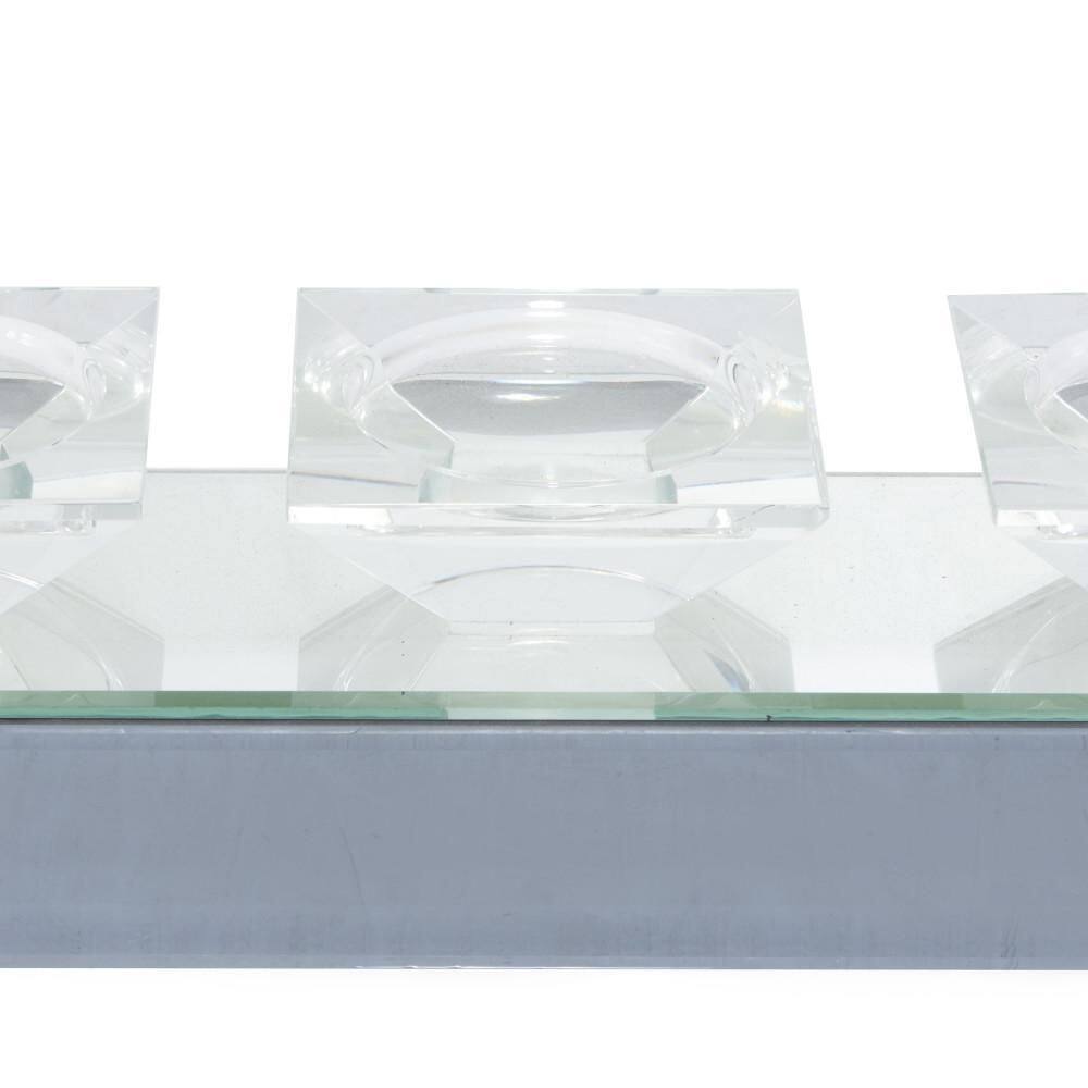 Silver Mirrored Glass 5-Holder Tabletop Candelabra