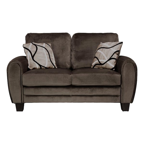 EVERGLADE HOME Viggo 62.25 in. Round Arm Microfiber Straight in Brown