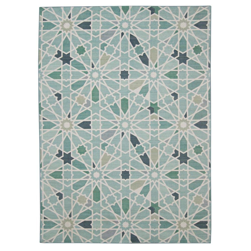 Delta Green and Ivory 2 ft. W x 3 ft. L Washable Polyester Indoor/Outdoor Area Rug price history on PriceWatchPro