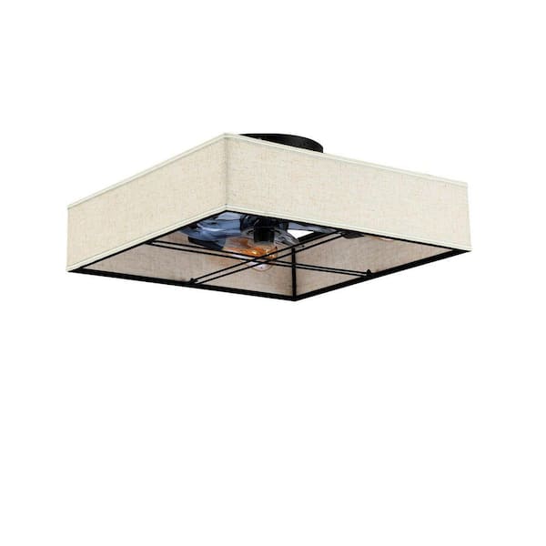 16.6 in. Matte Black Flush Mount Ceiling Fan with 4 E26 Bases 6-Speed Quiet Reversible DC Motor Bulbs Not Included