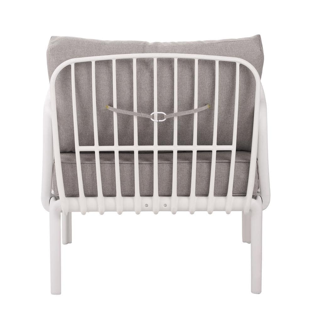 White and Light Gray Polypropylene Outdoor Club Chair with Cushions