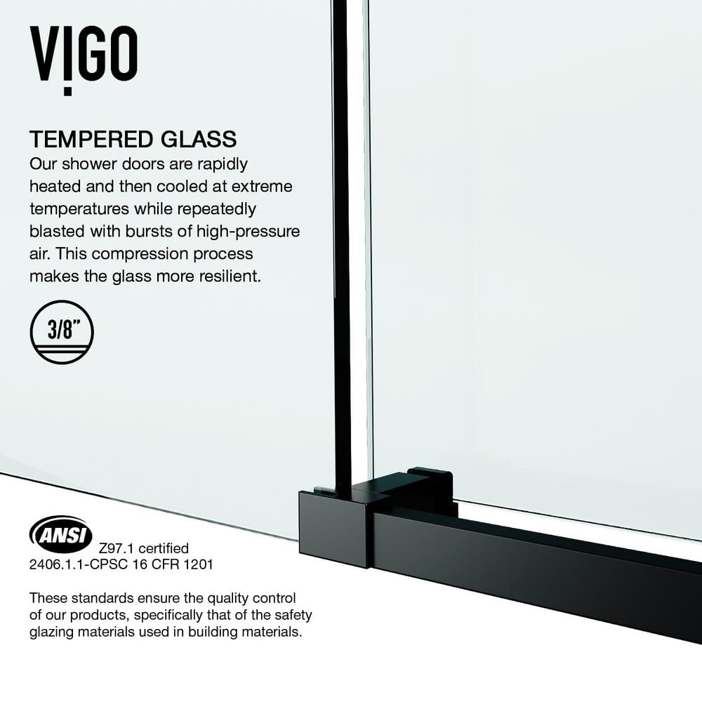 Elan E-Class 64" Matte Black Frameless Sliding Shower Door