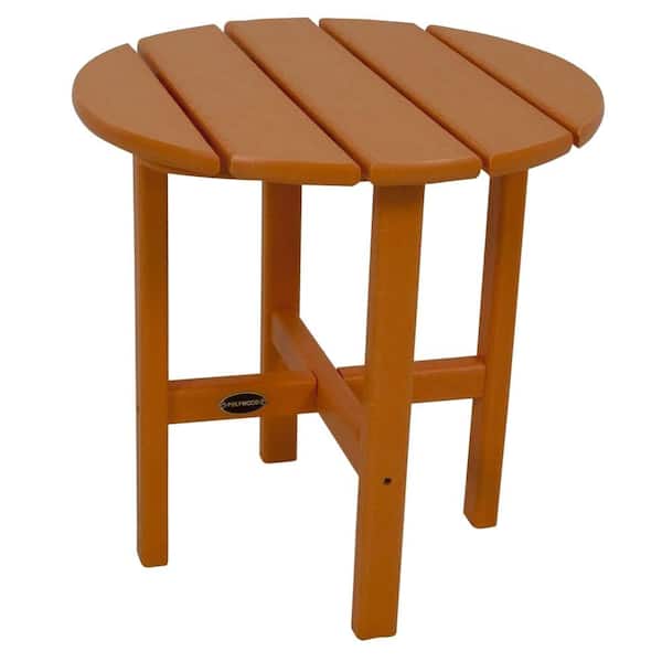 POLYWOOD 18 in. Tangerine Round Patio Side Table