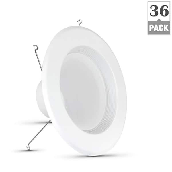 Feit Electric 5 in. /6 in. Integrated LED White Retrofit Recessed Light Baffle Trim Dimmable CEC Downlight Soft White 2700K, 36-Pack