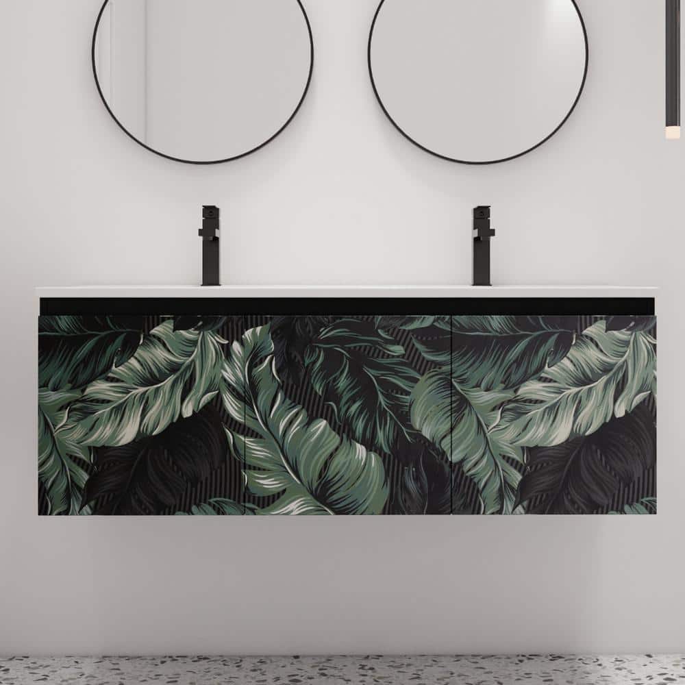 47.6 in. W x 18.3 in. D x 17.3 in. H Wall Mounted Bath Vanity in Sinomenium