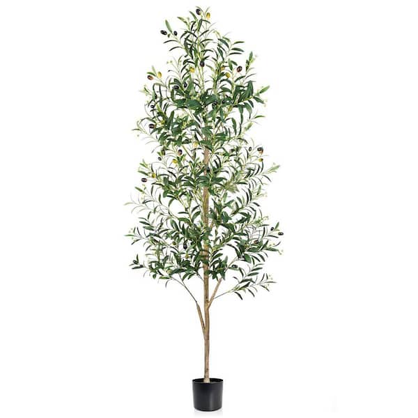 Afoxsos 6 ft. Artificial Olive Tree Indoor Potted Silk Plant with ...
