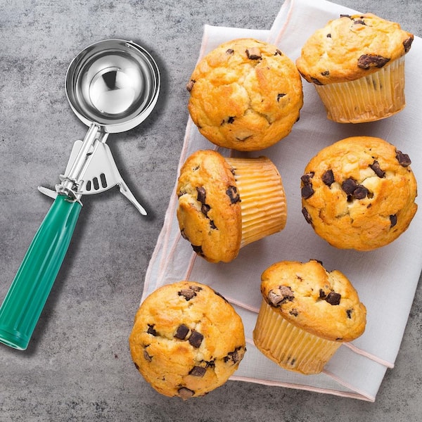 Lot De 3 Cuillères à Glace/Biscuits En Acier Inoxydable - Avec Mécanisme à Déclencheur - Pour Préparation De Cookies, Boules De Melon, Boulettes