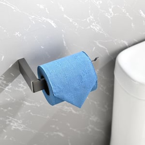 Bath Wall-Mount Single Post Toilet Paper Holder Square Tissue Holder in Matte Gray