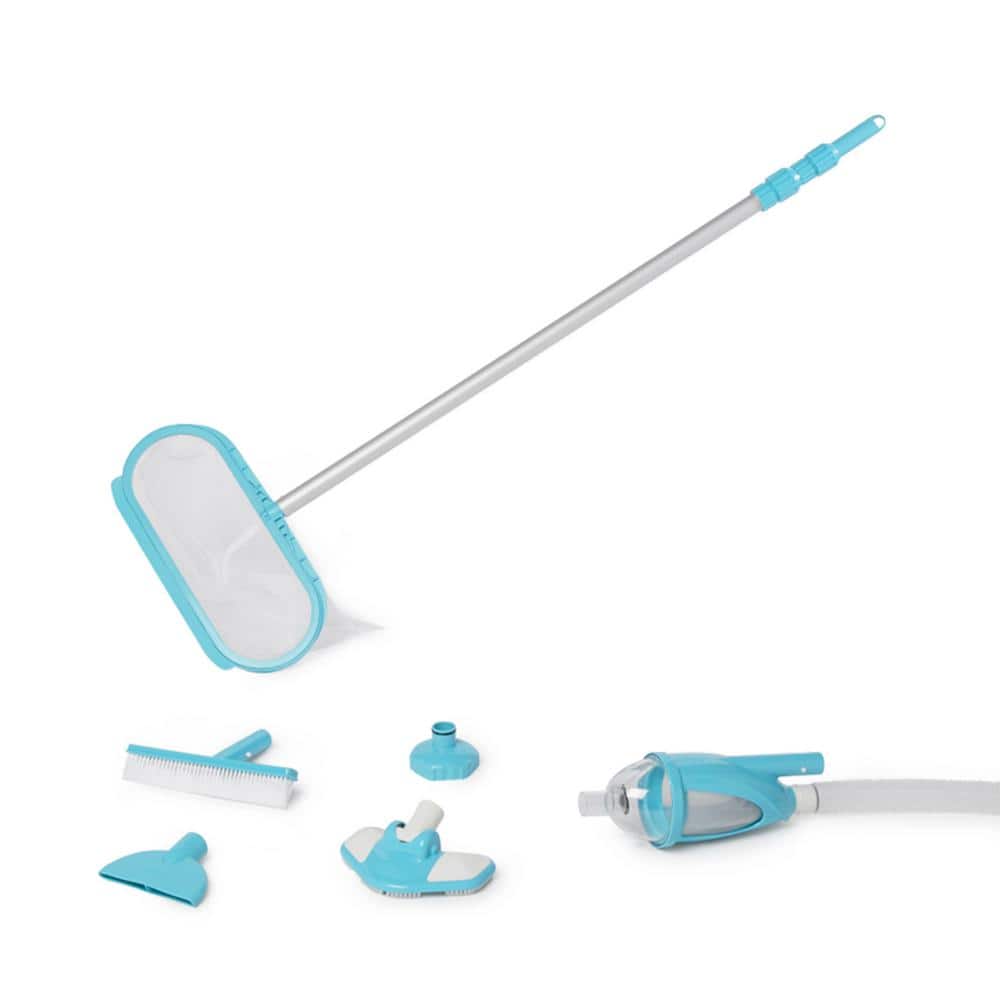 Deluxe Pool Cleaning Kit with Telescoping Aluminum Shaft and Attachments