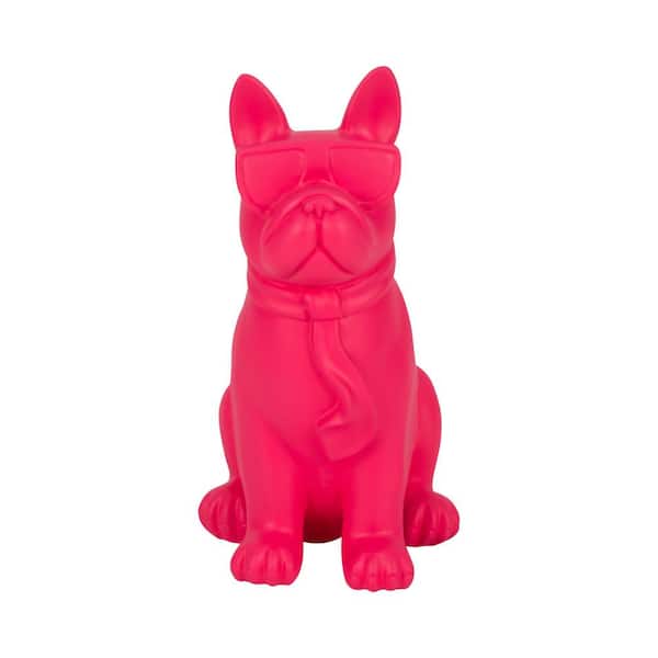 Liv & Skye Pink 7 in. x 10 in Resin Cool Shades  Boston Terrier Figurine