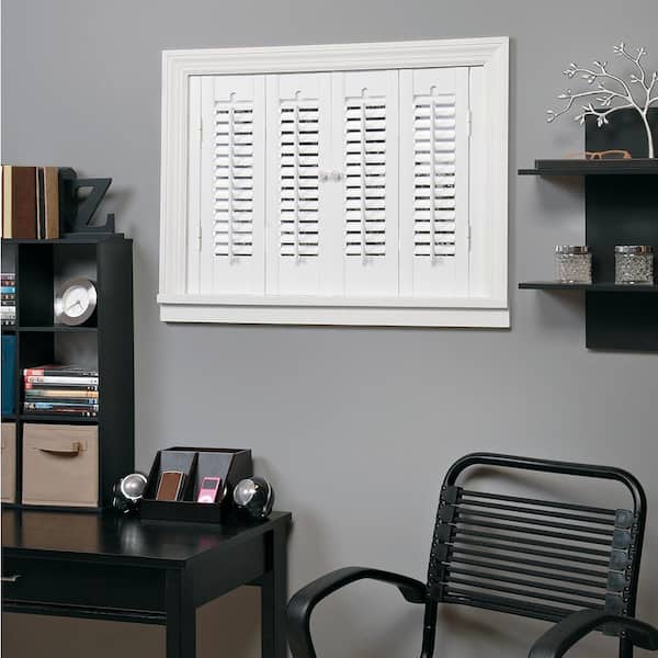 HOME basics White 1-1/4 in. Traditional Faux Wood Interior Shutter 29 to 31 in. W x 20 in. L