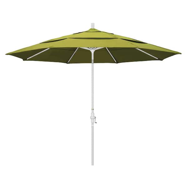 California Umbrella 11 ft. Aluminum Collar Tilt Double Vented Patio Umbrella in Kiwi Olefin