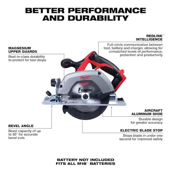M18 18V Lithium-Ion Cordless 6-1/2 in. Circular Saw (Tool-Only) & 6-1/2 in Blade
