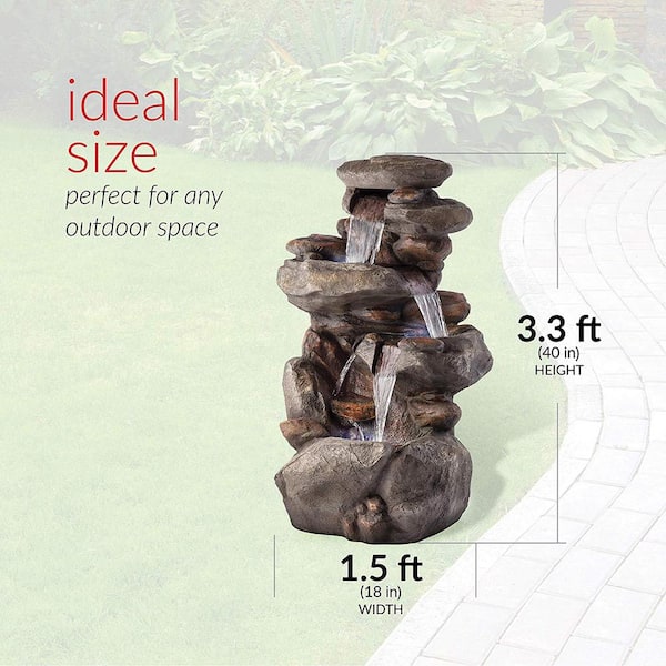 Alpine Corporation 4-Tier Rock Water Fountain with LED Lights Alpine Corporation 4-Tier Rock Water Fountain with LED Lights