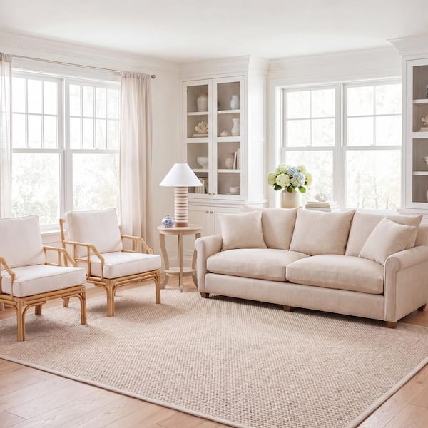 Natural Fiber Marble 10 ft. x 14 ft. Border Area Rug