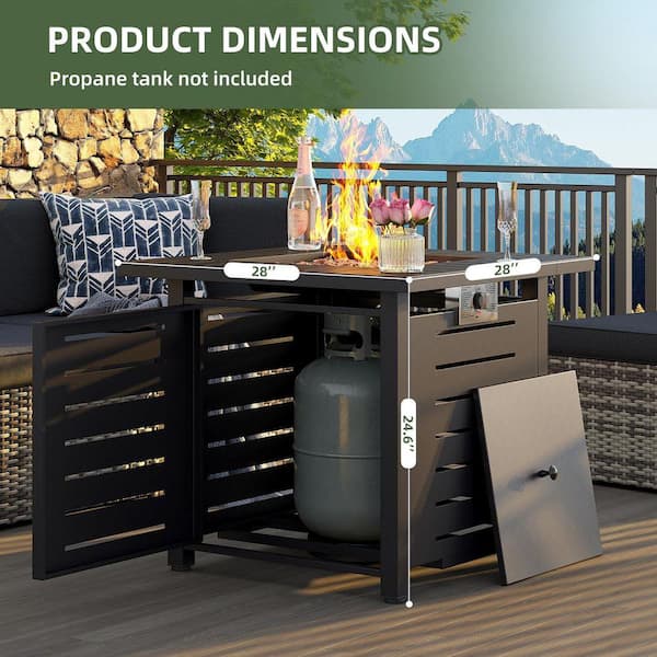 40 in. Black Outdoor Metal Rectangular Metal Outdoor Fire Pit