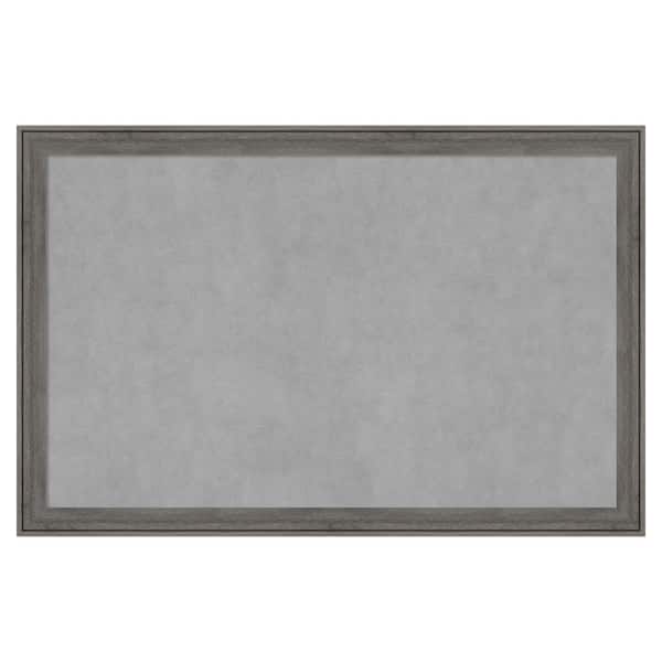 Amanti Art Regis Barnwood Grey Narrow 35 in. x 23 in Framed Magnetic Board