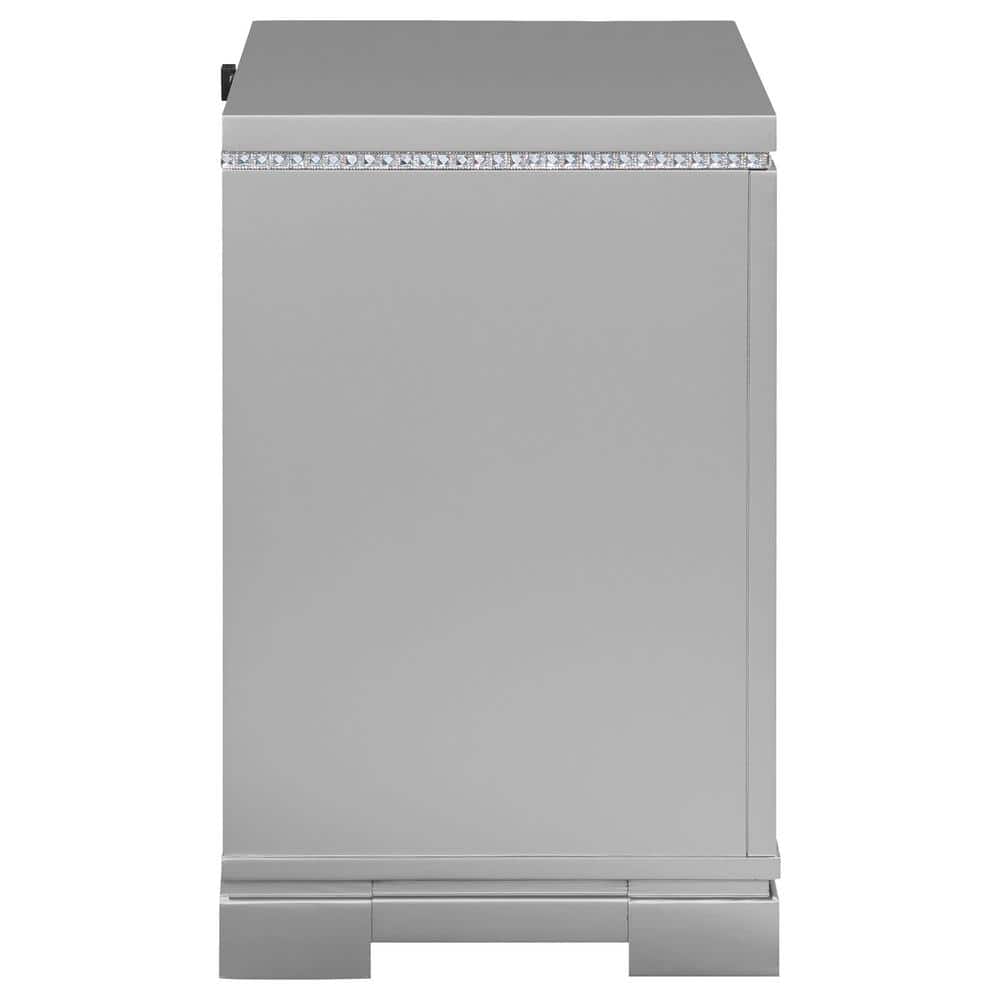 Eleanor Silver Metallic 2-Drawer Nightstand with Crystal Accents