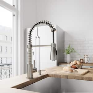 Brant Single Handle Pull-Down Sprayer Kitchen Faucet in Stainless Steel