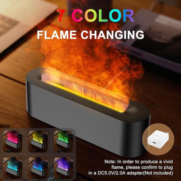 Afoxsos - Colorful Flame Fire Diffuser Humidifier, 7-Colors Oil Diffuser, Ultra-Quiet Aroma Essential Oils Aromatherapy Diffusers