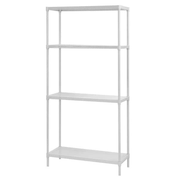 Edsal 71 in. H x 35 in. W x 14 in. D 4-Tier Perforated Steel Shelving in White