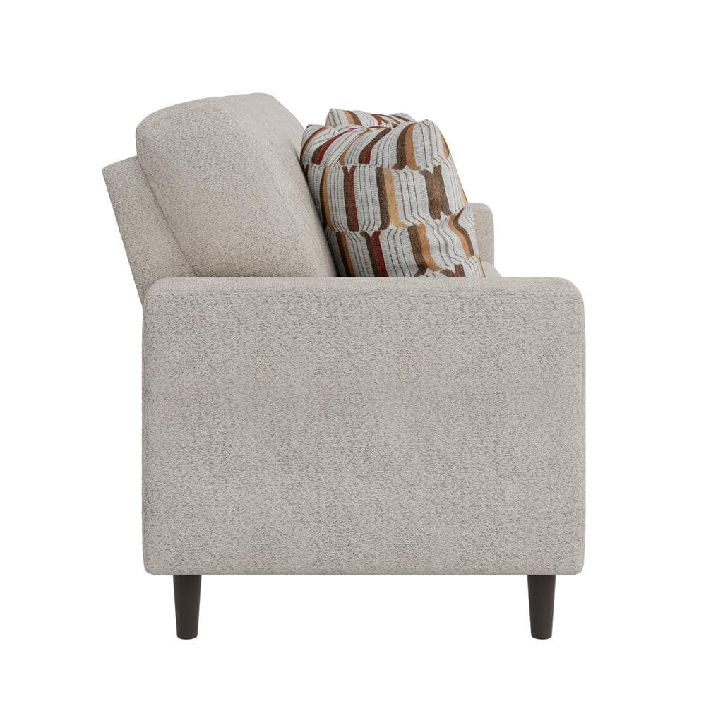Oatmeal Beige Boucle Fabric Lawson Sofa with Solid Wood Legs