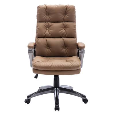 Brown High Back Adjustable Height Leather Ergonomic Executive Office Chair with Lumbar Support